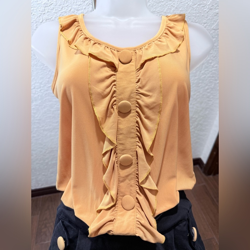 Elegant Ruffled Button-Front Midi Dress - mustard yellow